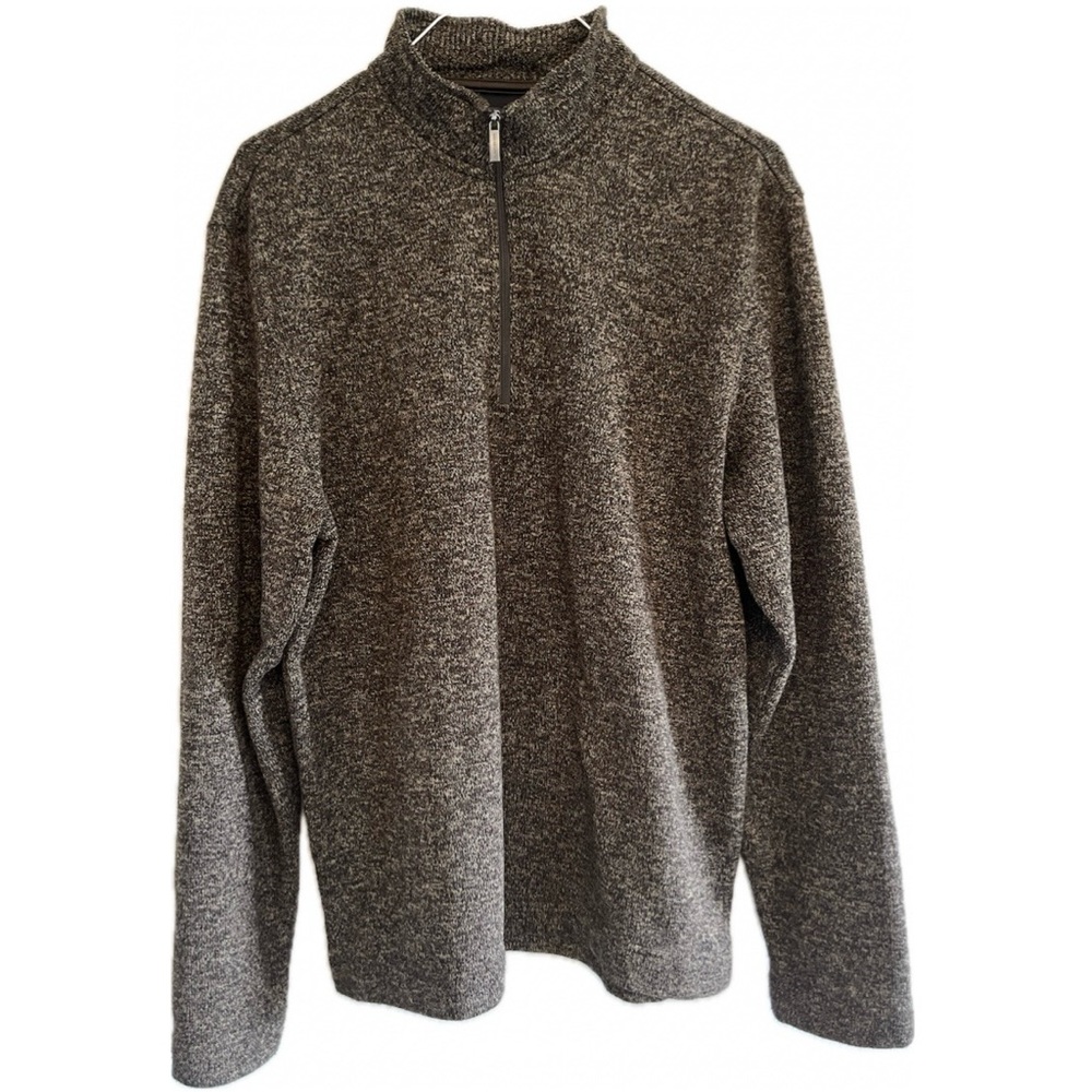 Van Heusen Quarter-Zip Sweater Men's Heathered Brown Size Large